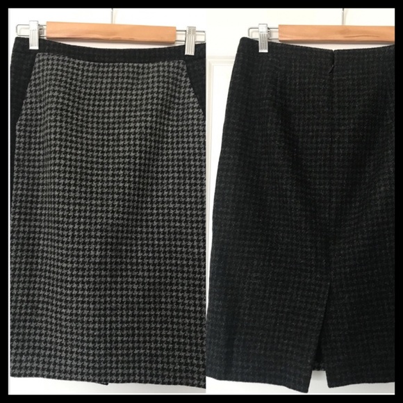 Jupe Crayon J.Crew No. 2 En Laine Avec Bas En Cuir Taille 2 Noir - Neuf étiqueté